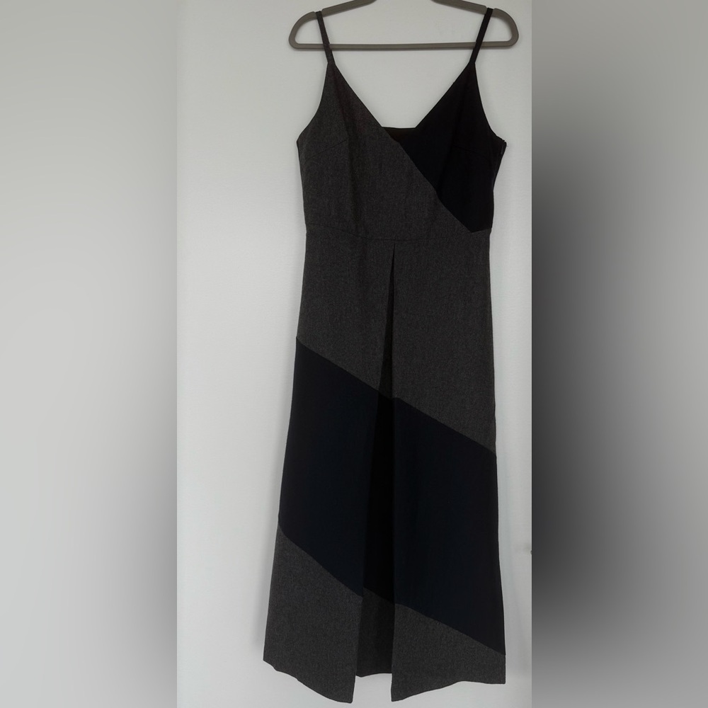 Black and Gray Colorblock Wool Dress